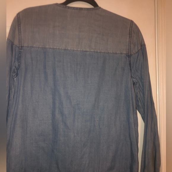 Loft Chambray Two-tone Zipper Jacket S - Picture 8 of 9